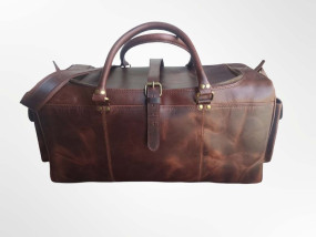Leather Duffle Bag Cherry Color