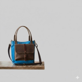 Blue Ladies Leather Hand Bag