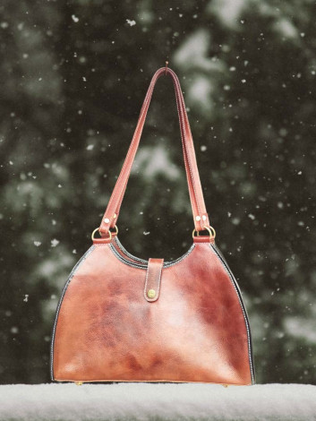 Leather Ladies handbag Brown Color 34×19×9