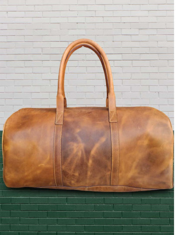 Leather Duffle Bag Tan Color