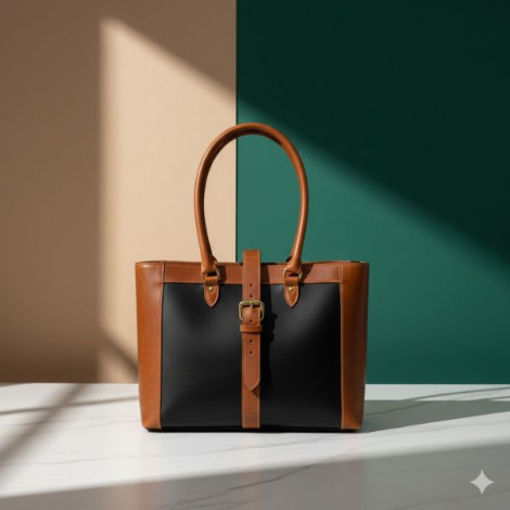 32×24×8 Cm Brown Ladies Leather Hand Bag